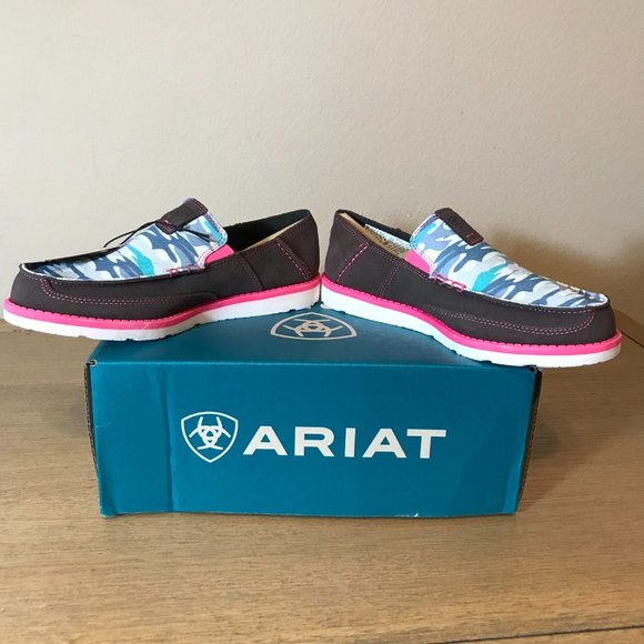 NEW Ariat Cruiser Aged Coffee Suede/Sky Camo Print Shoes 10021607 - Picture 9 of 12